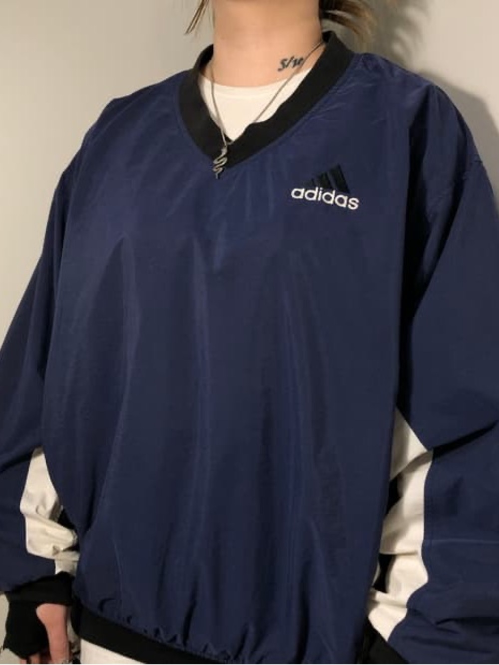 Vintage Adidas Men's Navy Pullover Windbreaker Jacket